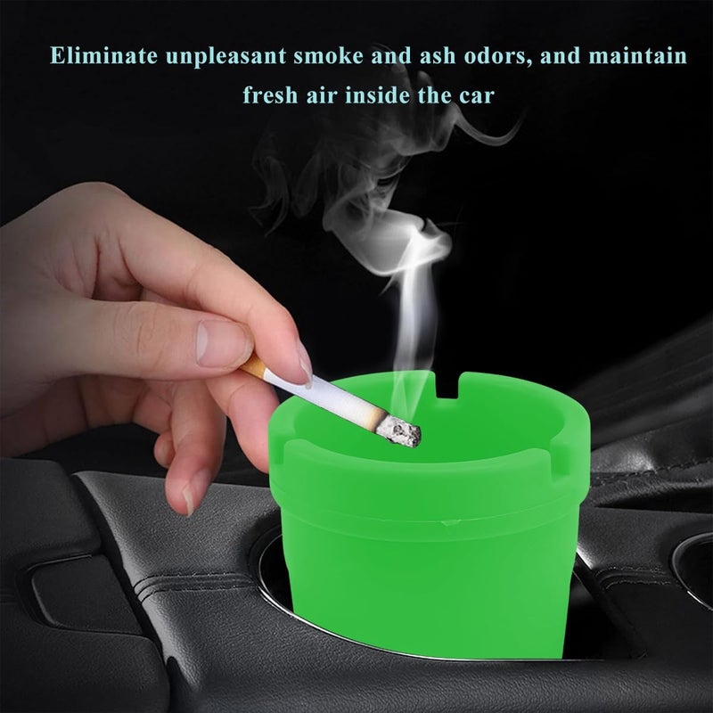 NYTKL Car Ashtray, Plastic Portable Smokeless Self-Extinguishing Vehicle Cigarette Trash Can Ash Tray, Universal Windproof Butt Bucket Ash Holder Organizer for Car Cup Holder (Green) - Image 4